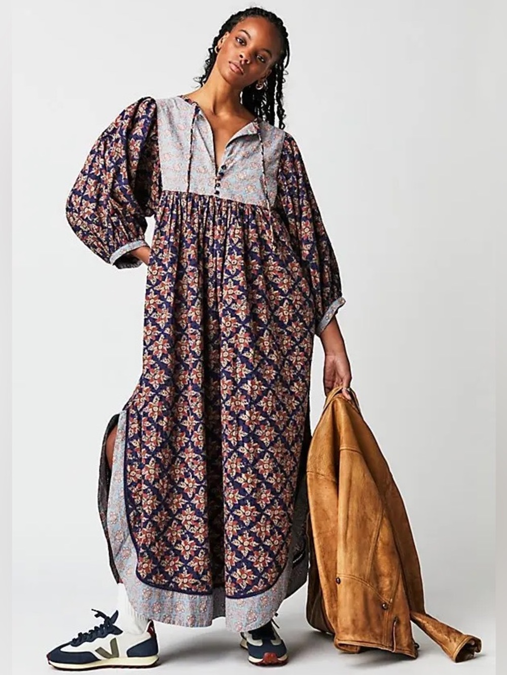 NWT Free People Indigo Hazy Maisy Large Maxi Dress